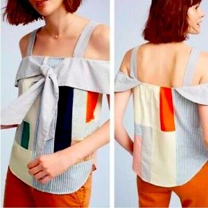 Anthropologie Maeve NWT Patchwork Off Shoulder Top size 10